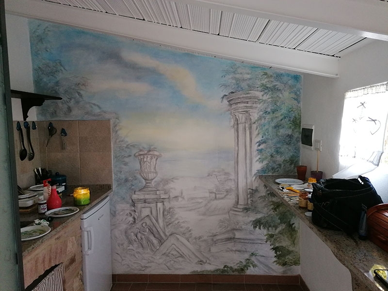 Trompe oeil paesaggio con rovine romane silvia leoncini